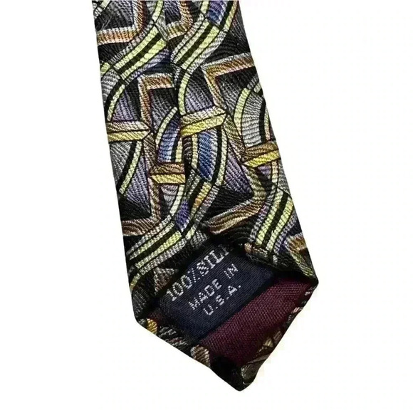 Men’s Vintage 1990s Jerry Garcia Tie - 100% Silk - Abstract Pattern - Picture 8 of 9